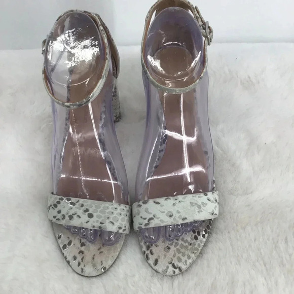 Banana Republic Leather Faux Embossed Reptile Print Ankle Strap Sandal Size 7.5 - Picture 4 of 11